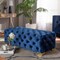 Baxton Studio Avara Blue Velvet Upholstered Gold Finished Tufted Bench Ottoman 154-9366 - alternate 8